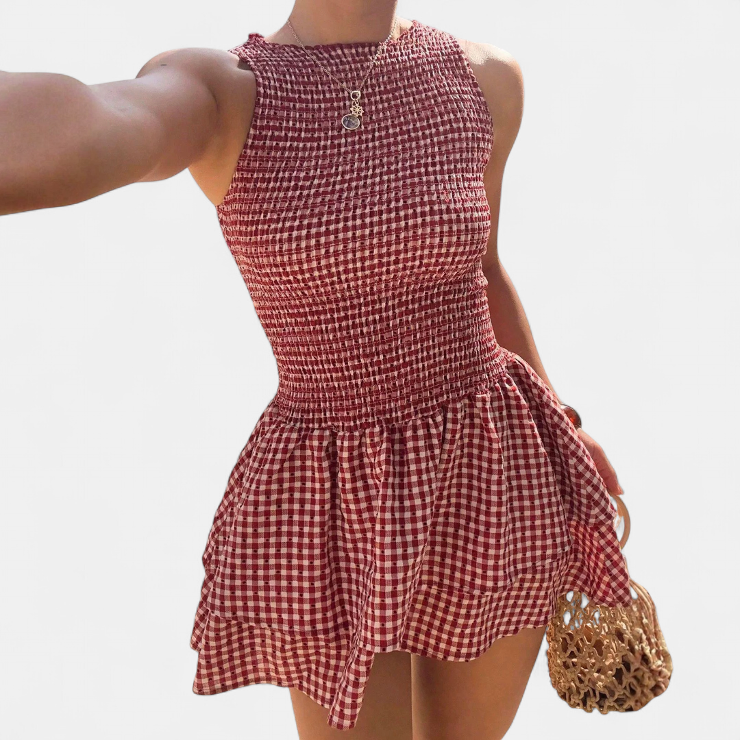 VIVETTE™ – Vintage Plaid Tiered Mini Dress