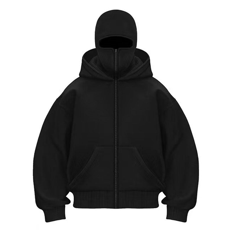 Face mask zip-up hooded jacket