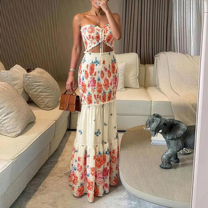 The Maison High Stretch Cutout Vacation Maxi Dress