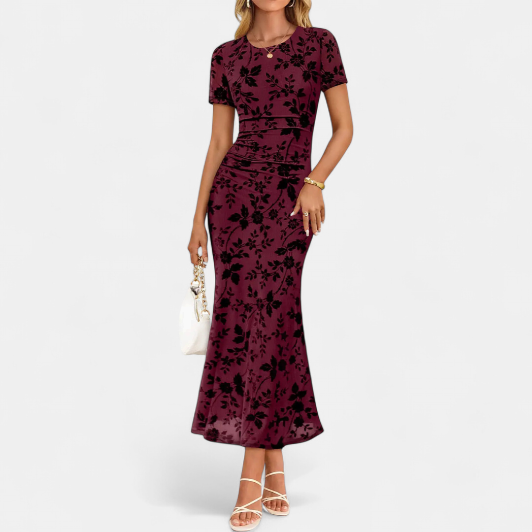 CORINNE™ – Floral Mesh Waist-Cinch Mini Dress