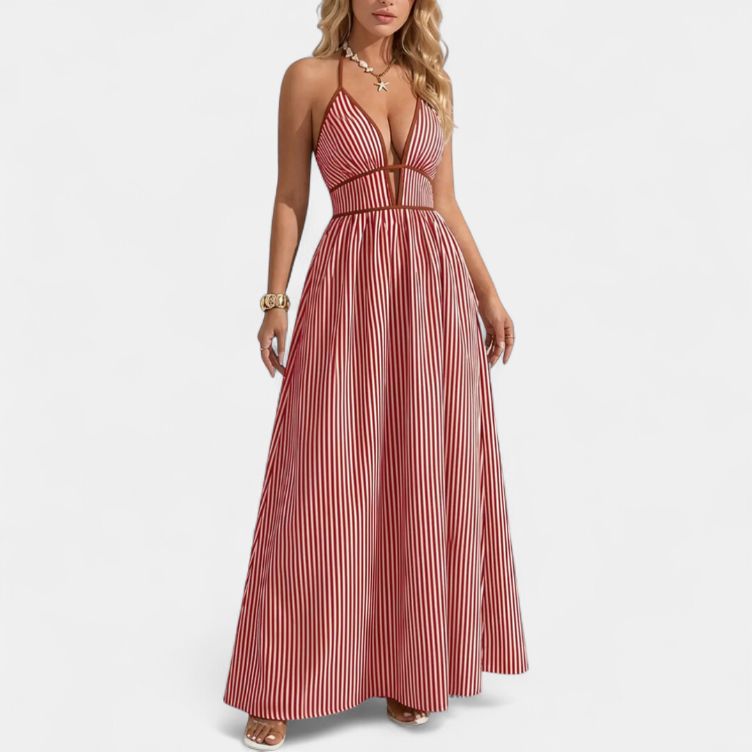 MARINA™ – Deep V Striped Vacation Maxi