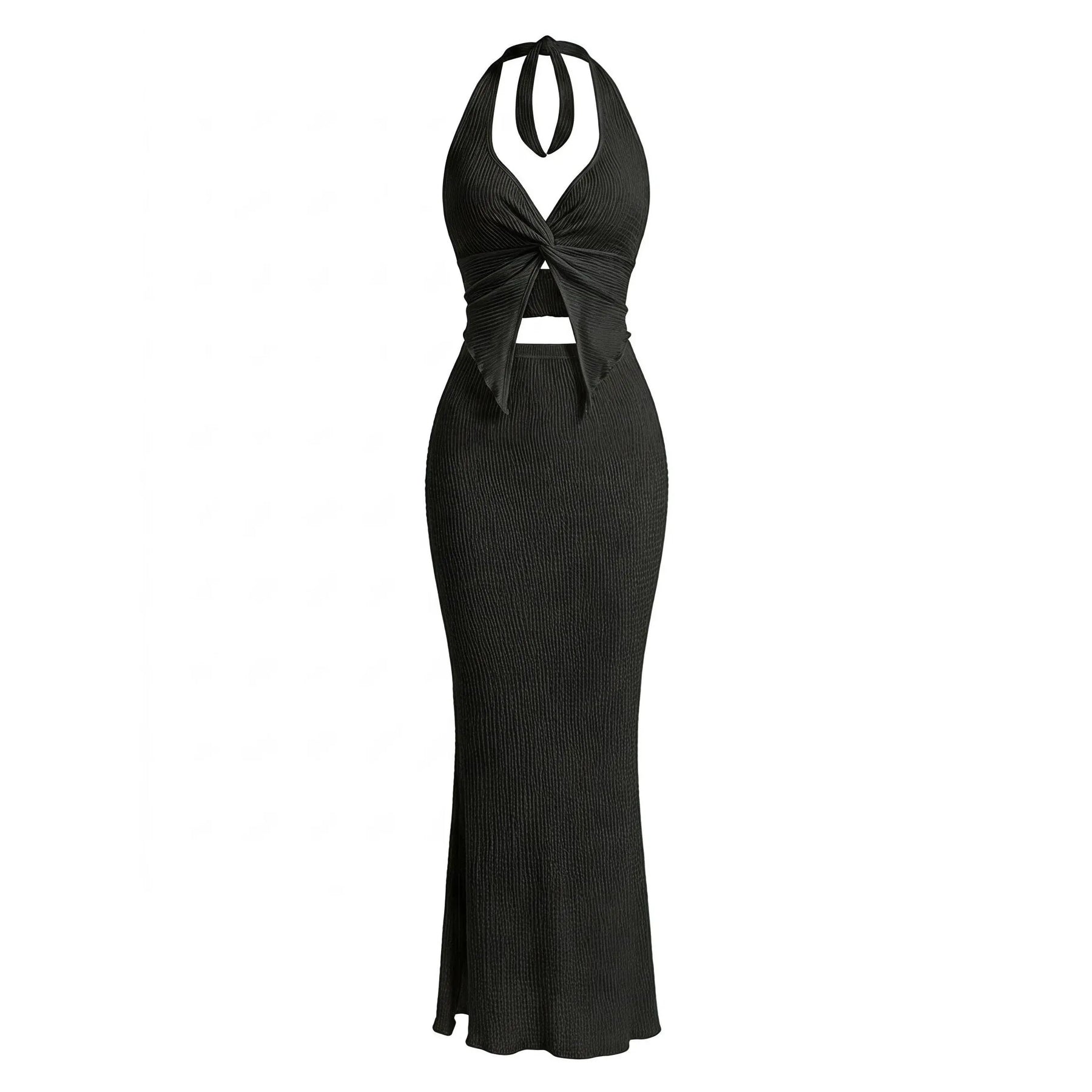 The Elara Twist Front Halter Maxi Set