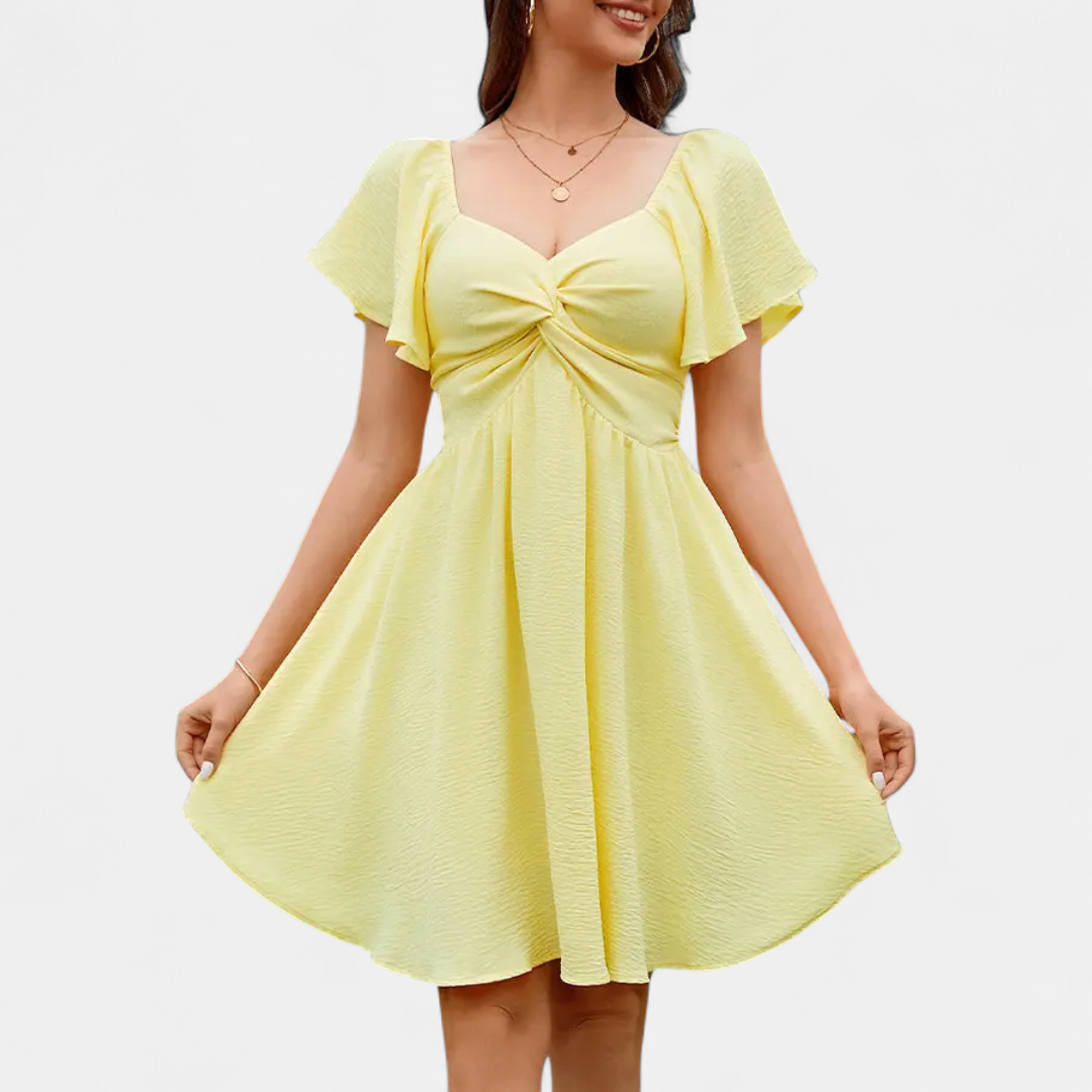 CLARISSE™ – Sweet Bow-Back Square Neck Dress