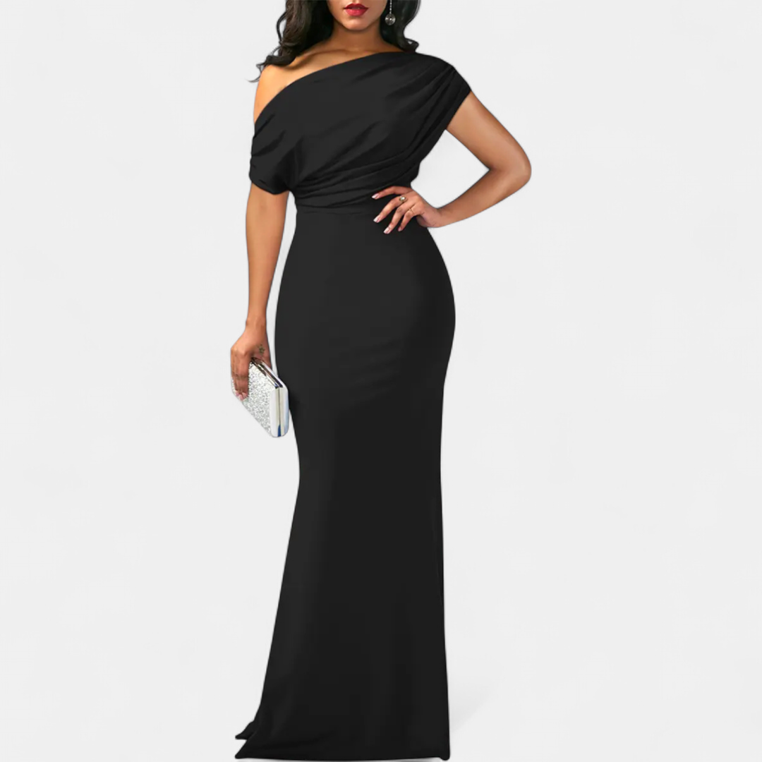 AUDREY™ – Off-Shoulder Fitted Formal Gown