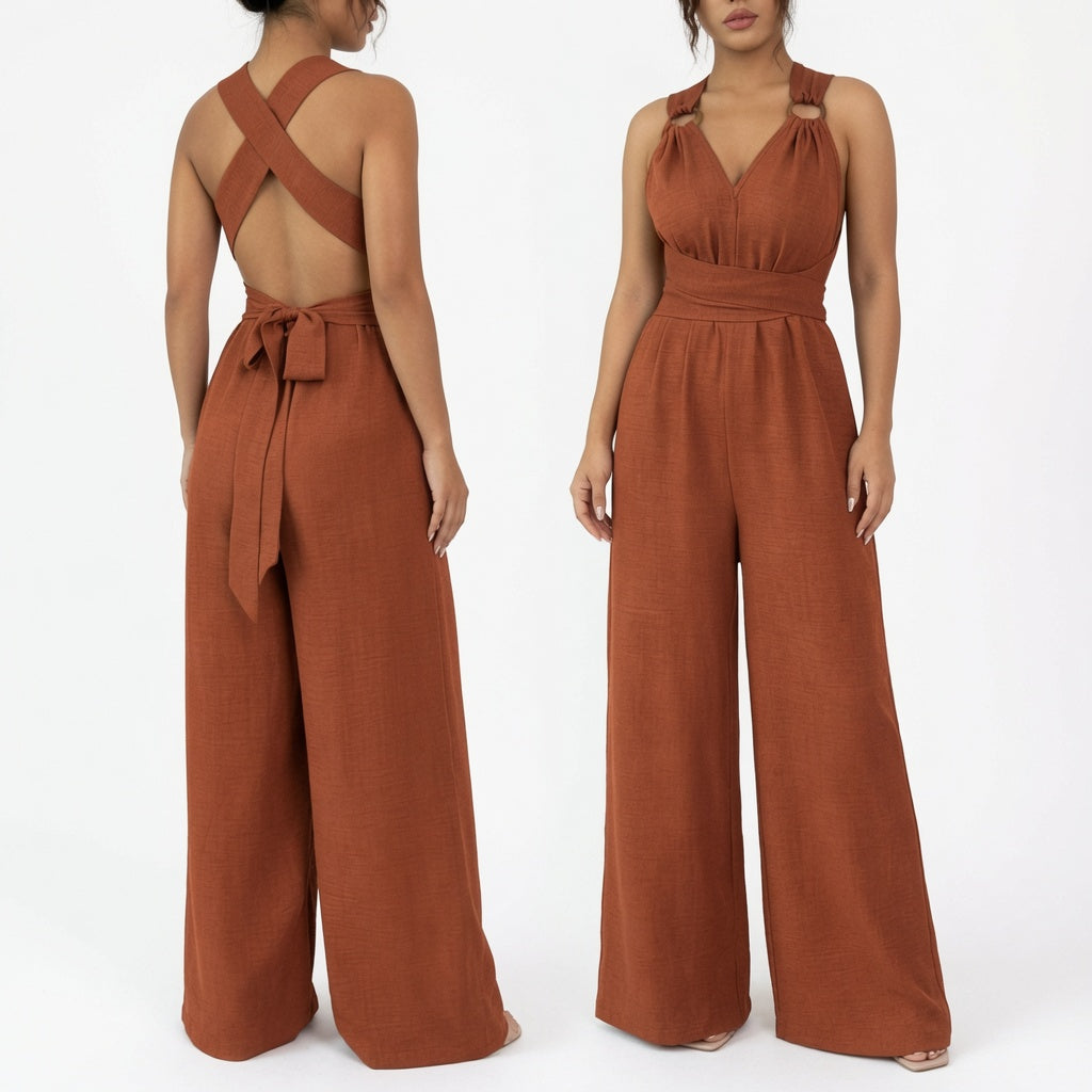 The Elara Ring Detail Wide Leg Romper