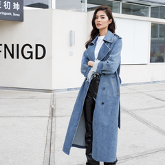 Ashley Belted Denim Trench Coat - belt and fabric detail