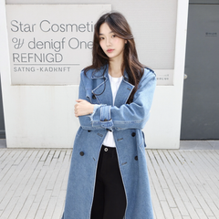 Ashley Belted Denim Trench Coat - front view