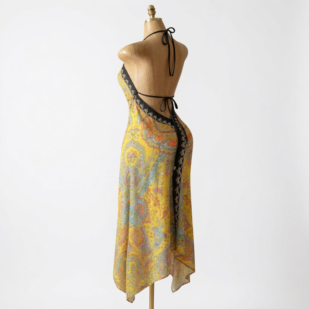 The Elara Boho Deep-V Backless Dress