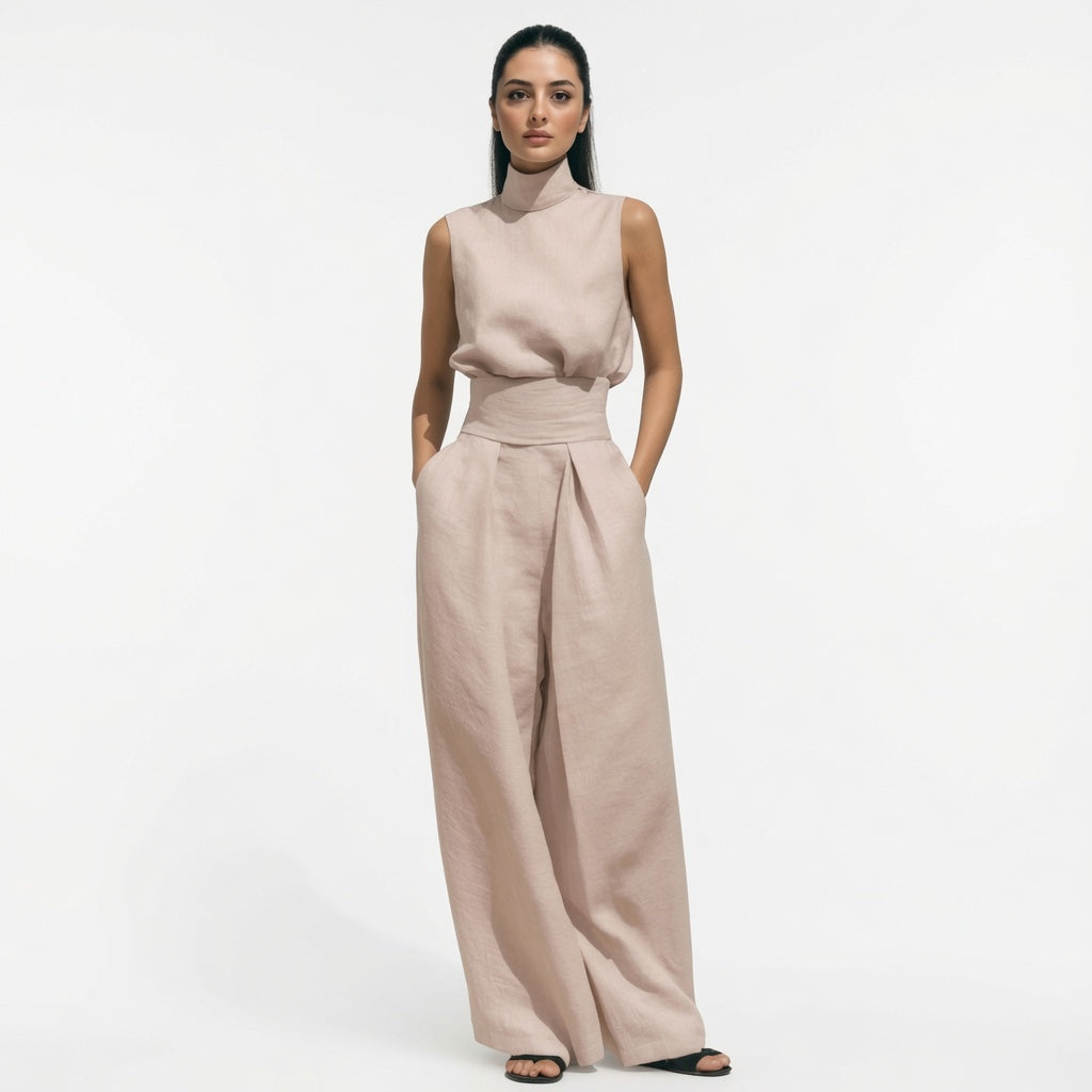 The Elara Mock Neck Wide Leg Two Piece Set