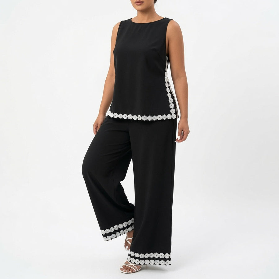 The Elara Eyelet Trim Resort Wide-Leg Set