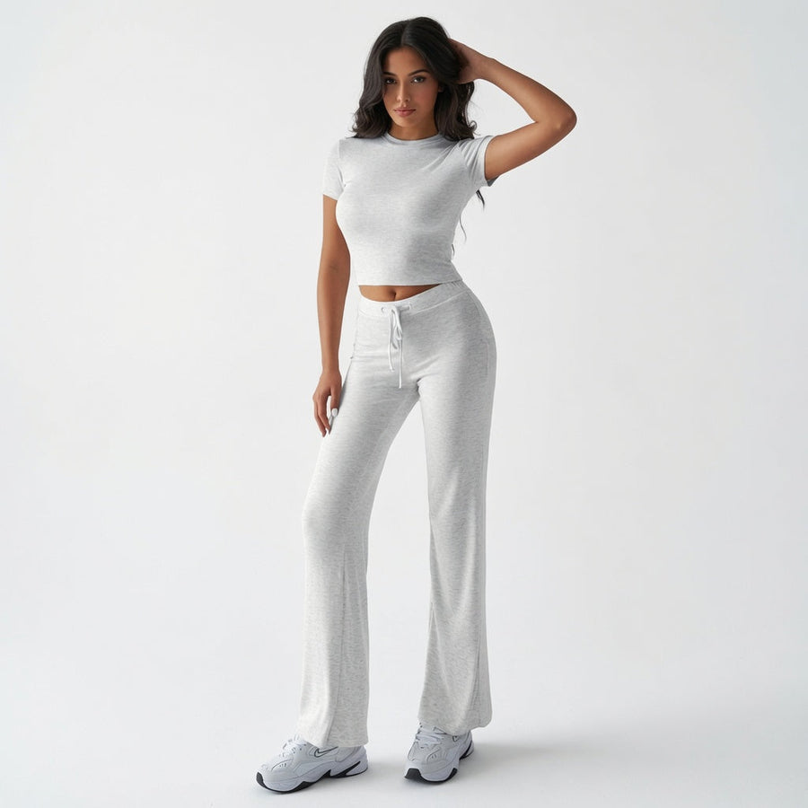 The Elara Soft Stretch Crop & Flare Set
