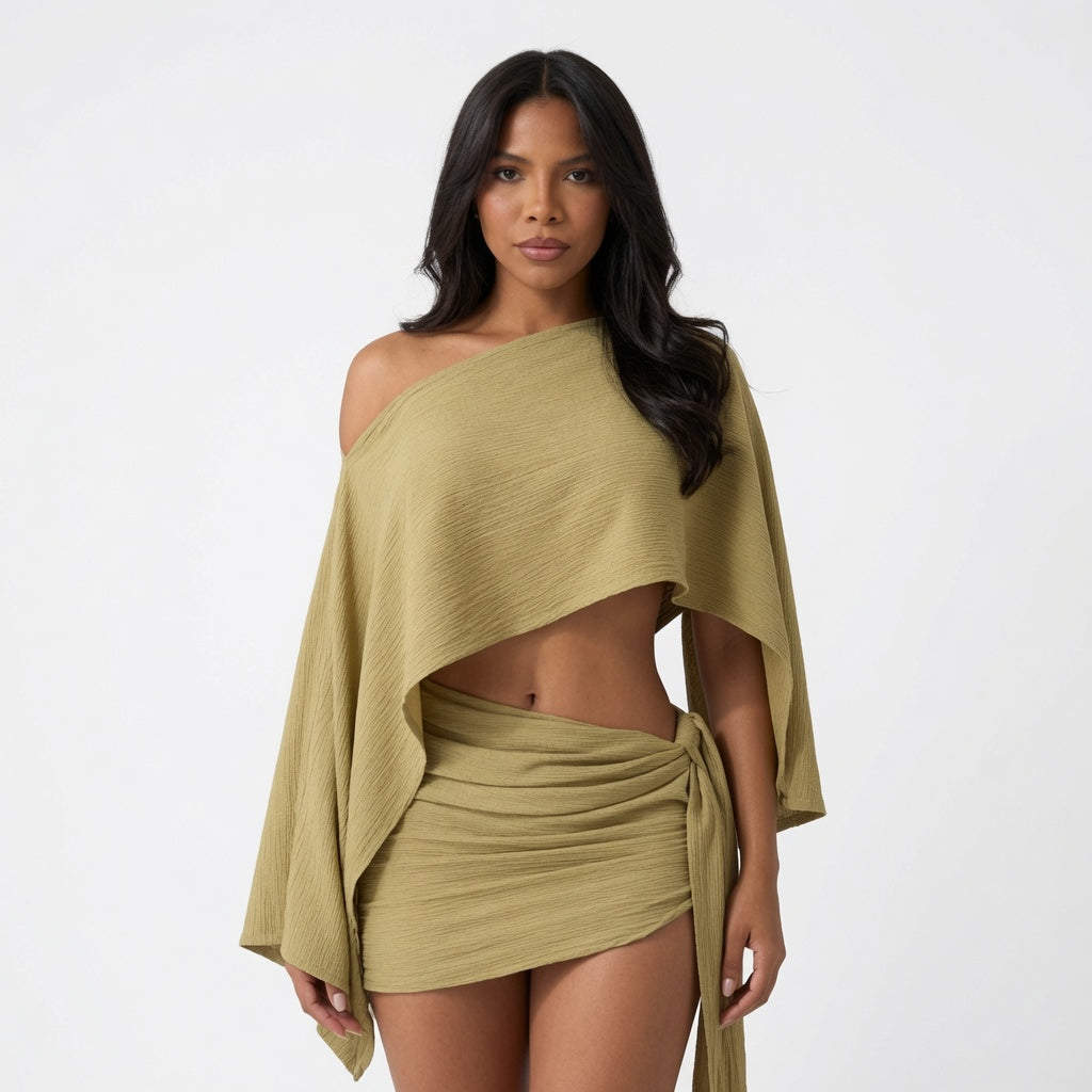 The Elara Asymmetric Off-Shoulder Two Piece Set