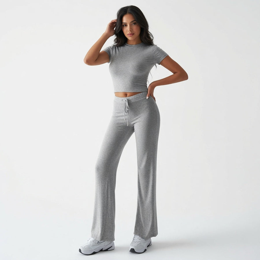 The Elara Soft Stretch Crop & Flare Set