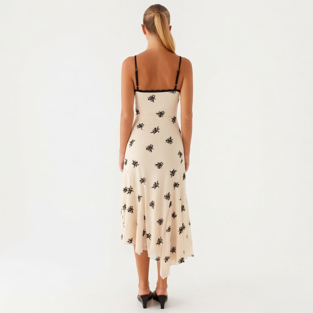 The Elara Boho Floral Embroidered Lace Slip Dress