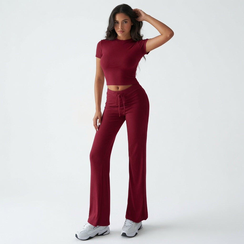 The Elara Soft Stretch Crop & Flare Set