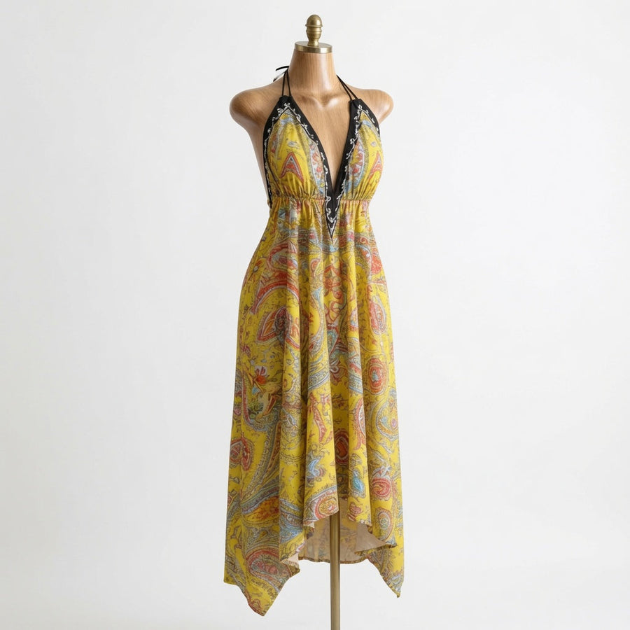 The Maison Boho Deep-V Backless Dress
