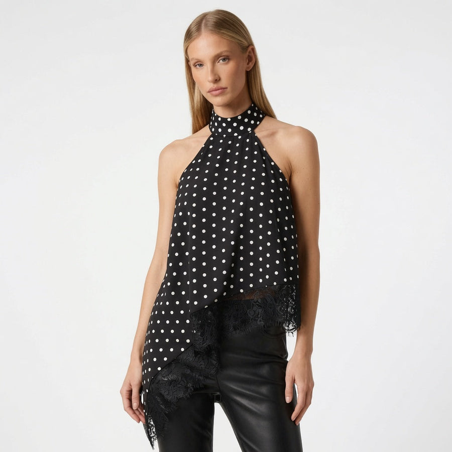The Maison Satin Lace Halter Top