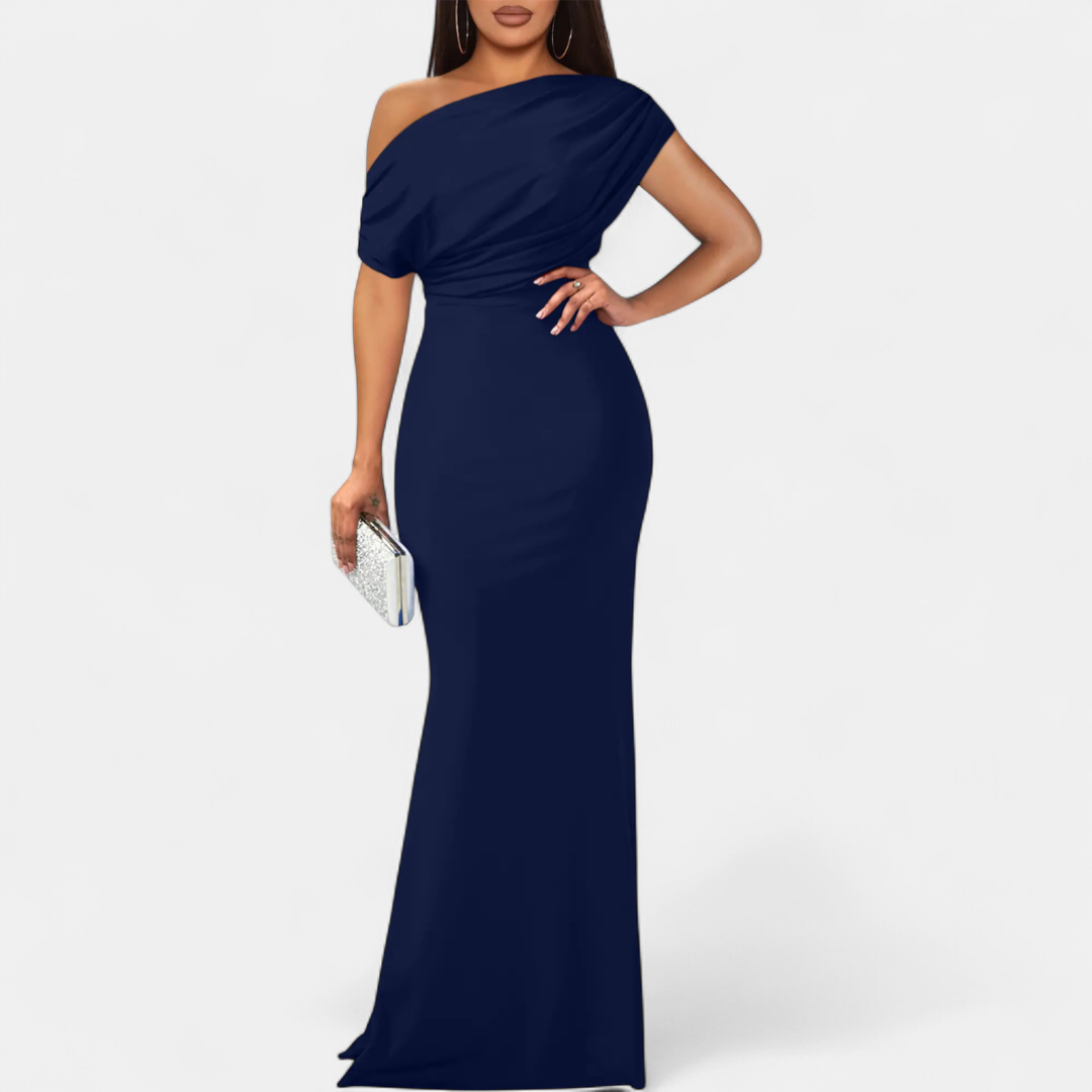 AUDREY™ – Off-Shoulder Fitted Formal Gown