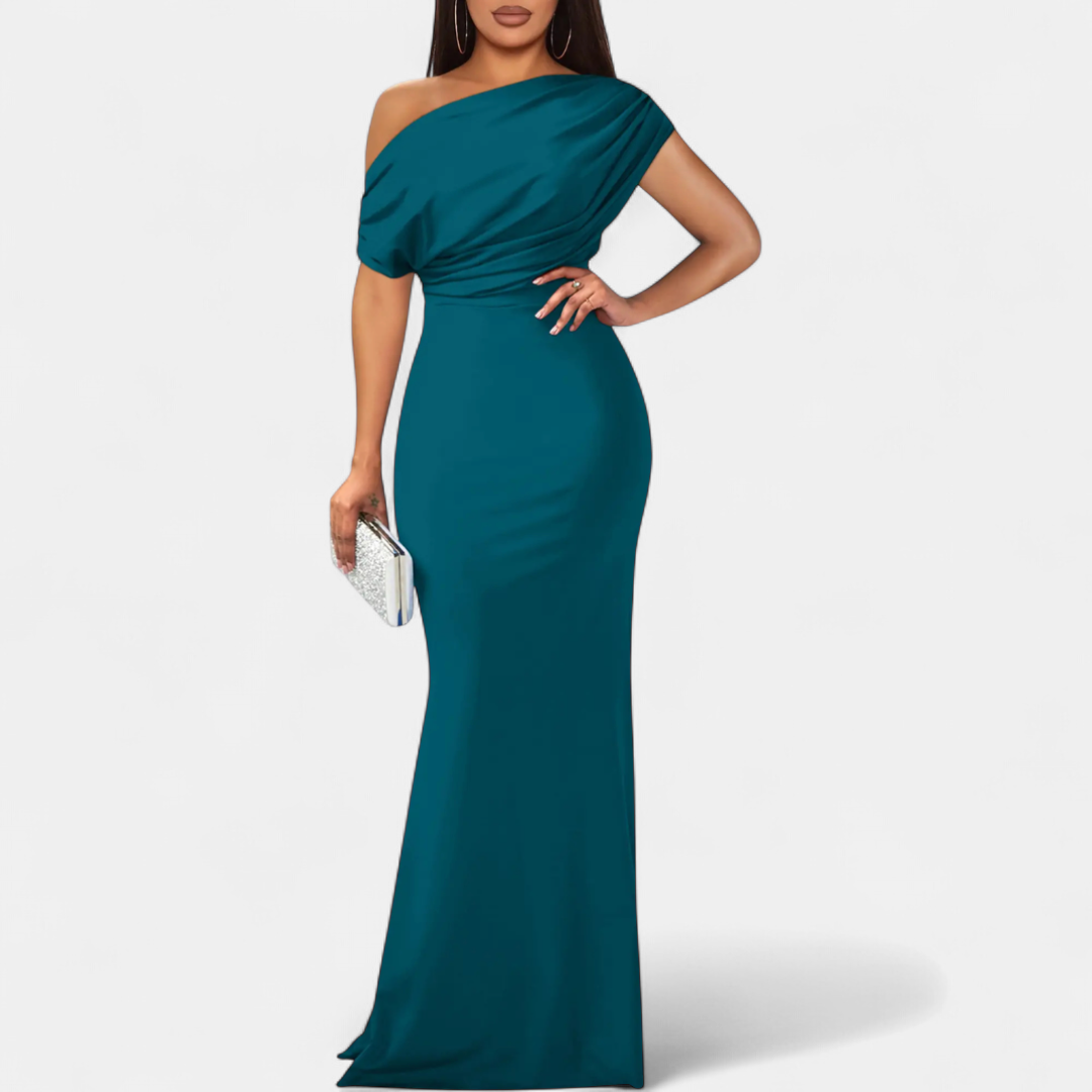 AUDREY™ – Off-Shoulder Fitted Formal Gown
