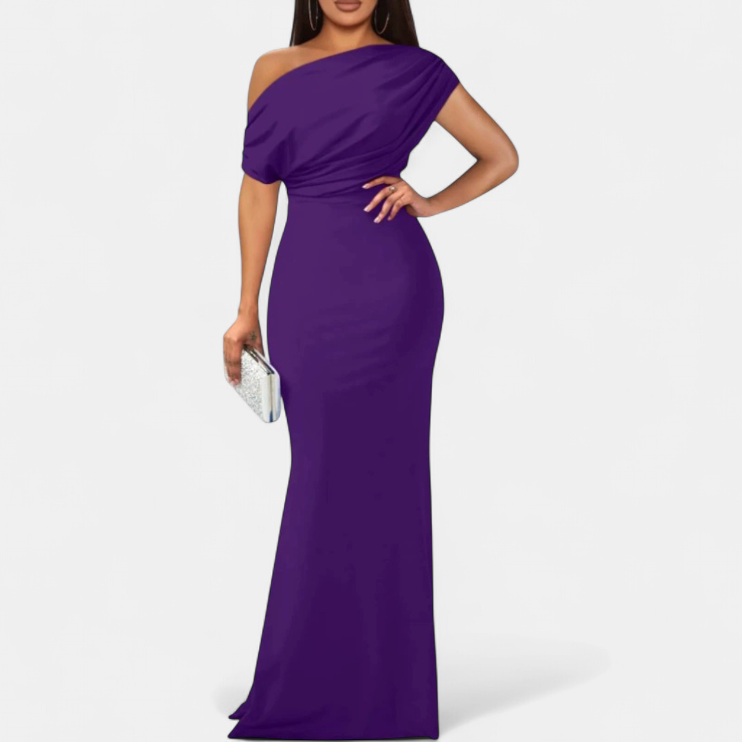 AUDREY™ – Off-Shoulder Fitted Formal Gown