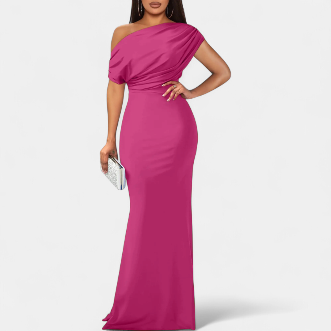 AUDREY™ – Off-Shoulder Fitted Formal Gown